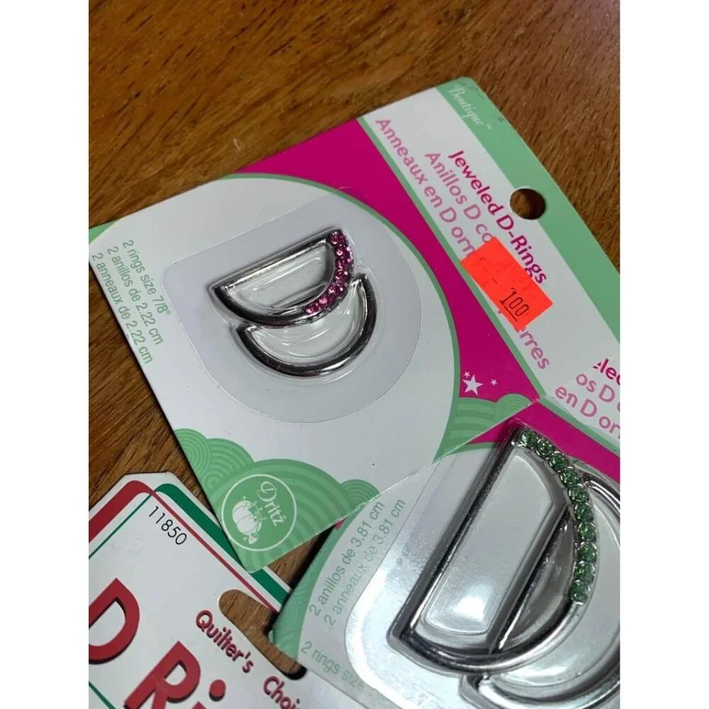 Dritz Boutique 9 pks Jeweled D Rings and 1 pk D Rings Belt Making - New - Picture 5 of 12